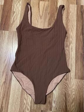 Melissa Odabash Dark Beige Ribbed Swimsuit One Piece Women's US6